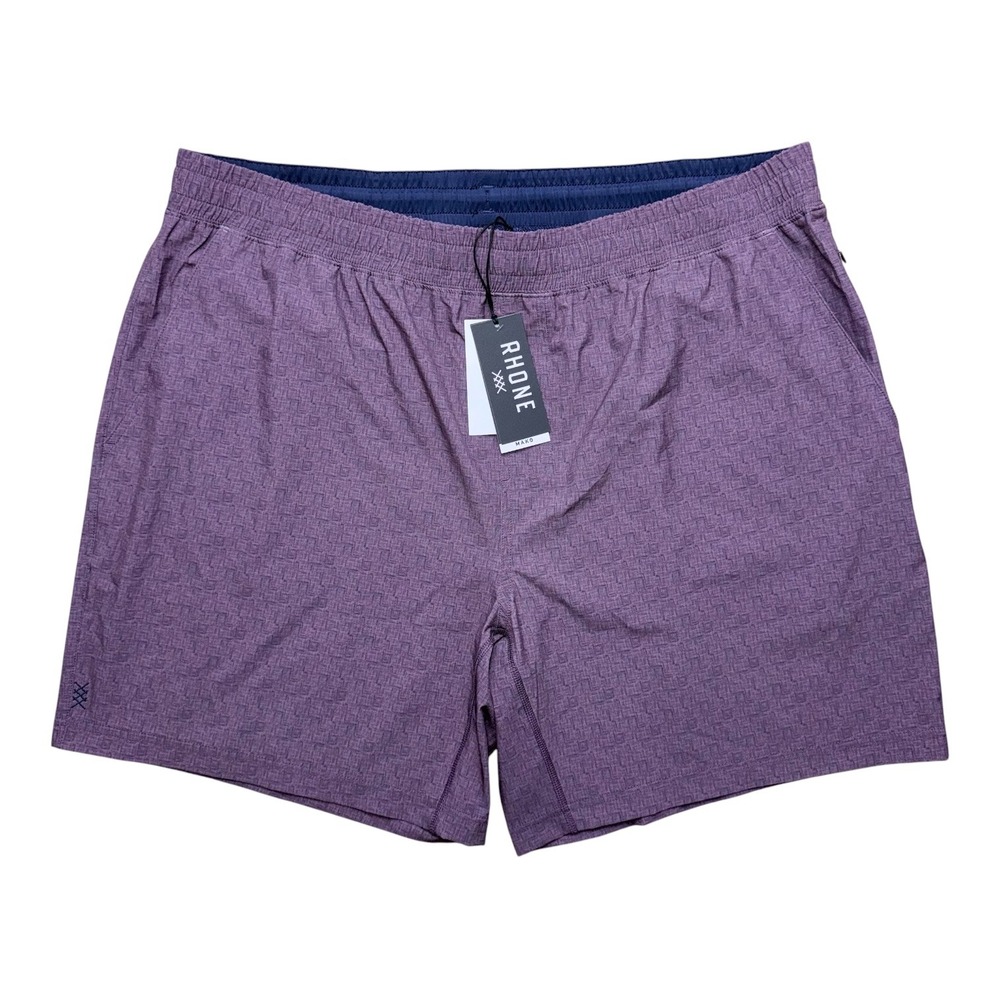 Rhone Mens XXL Purple Maroon Navy Mako 7" Tech Shorts Unlined NWT